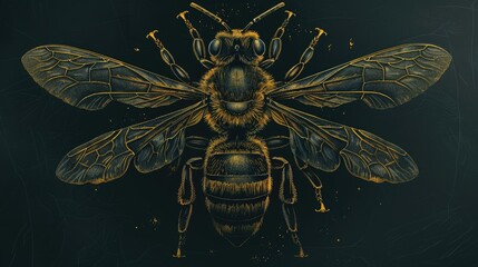 Wall Mural - Honey bee vector engraving illustration