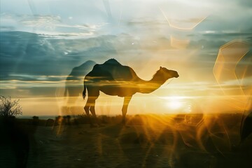 Canvas Print - camel in double exposure