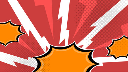 Poster - Red orange and white vector abstract retro comic style background. Vector illustration for superhero design, web, banners, posters, cards, wallpapers
