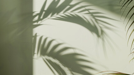 Wall Mural - Tropical palm leaf shadow background wall, used for product display, advertising display, summer sample display,Minimalist poster banner background