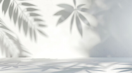 Wall Mural - Tropical palm leaf shadow background wall, used for product display, advertising display, summer sample display,Minimalist poster banner background