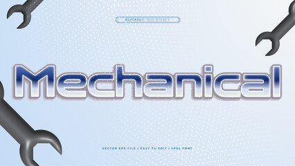 Blue white and gray grey mechanical 3d editable text effect - font style