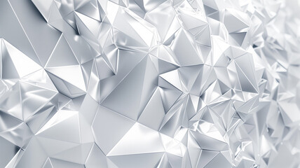 Wall Mural - white abstract of chaotic polygonal shapes. futuristic background with polygonal shapes. 3d renderin