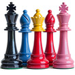 Chess set isolated on white background, minimalism, png

