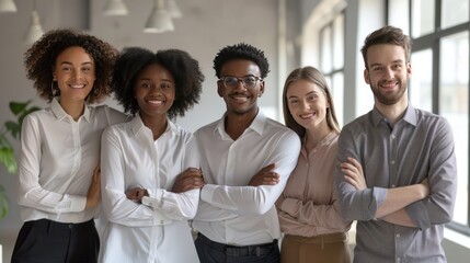 Wall Mural - A group of people are smiling and posing for a photo