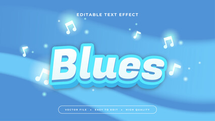 Wall Mural - White and blue blues 3d editable text effect - font style