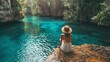 Captivating travel influencer chronicles exotic journeys with stunning photography. Travel and wanderlust concept