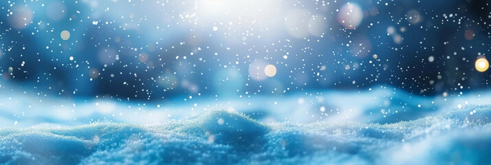  Snow background, with snowflakes falling on the ground,Winter christmas  snow background with snowdrifts, banner