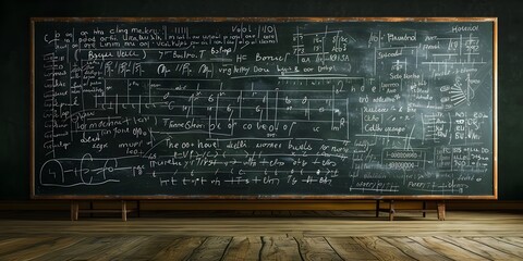 Poster - detailed chalkboard with complex mathematical equation and nonverbal explanation providing space for