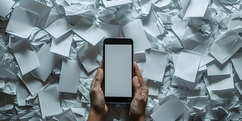 Poster - Minimalist Smartphone Screen with Awaited Text Reply and Copy Space for Content
