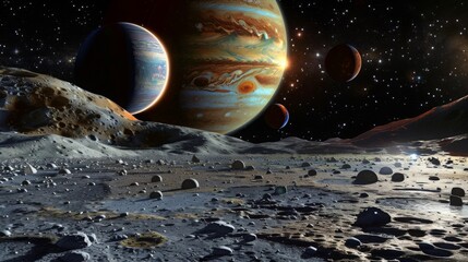 Poster - Planets Viewed From Moon Surface