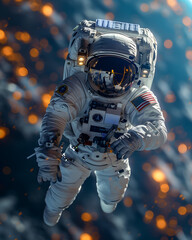 american astronaut in space with planet earth in background