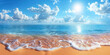© Nice Seven - beautiful beach on blue sea background with  blue sky and white clouds,banner, summer vocation, holiday