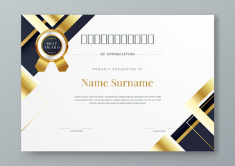 Black gold and white vector modern luxury certificate corporate template design. For appreciation, achievement, awards, education, competition, diploma template