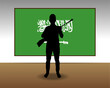Man holding a gun in front of Saudi Arabia flag, fight or war idea