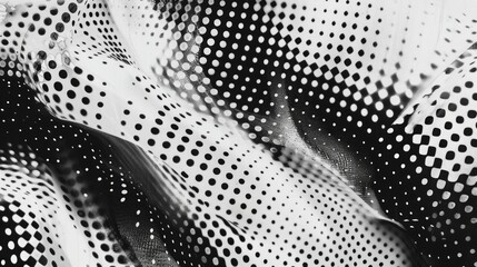 Poster - Abstract Halftone Wave Pattern in Monochrome