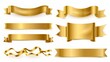 © Ailee Tian - Set of gold banner label ribbons with white background. Generated by artificial intelligence.
