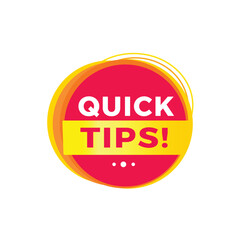 Wall Mural - Quick tips red label icon for announcement, advertising, vector. Flat design template for banner.