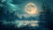 Bright moon illuminating a dark, dense forest, signifying hope
