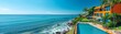 Seaside wellness resort, therapeutic ocean views, refreshing breezes, sunny day revitalization , vibrant