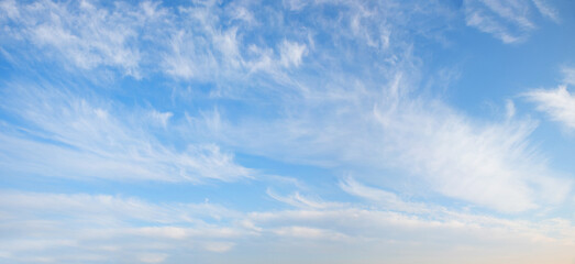 Wall Mural - beautiful sky panorama with light feathery cirrus clouds in the atmosphere