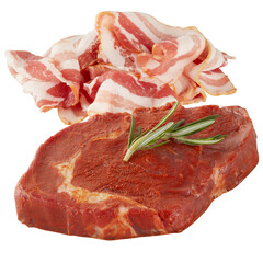 Wall Mural - Fresh Marinated Pork Steak cut out isolated transparent background