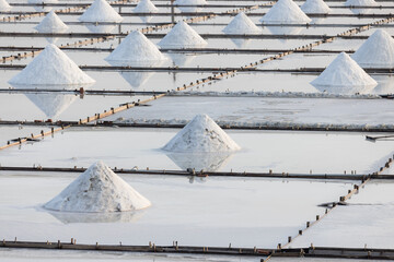 Canvas Print - Jingzaijiao Tile paved Salt Fields in Tainan of Taiwan