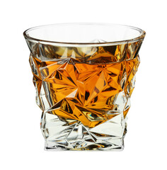 Wall Mural - Whiskey in glass isolated on white. Alcoholic drink