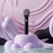 mic on a cloud, in the style of made of rubber, light violet and black, organic sculpting