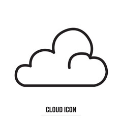 Wall Mural - Cloud icon vector. Line sky symbol. Trendy flat weather outline ui sign design in white background. Thin linear graphic pictogram for web site, mobile application. Logo illustration. Eps10.