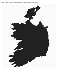 Canvas Print - Ireland plain country map. Medium Details. Solid style. Shape of Ireland. Vector illustration.