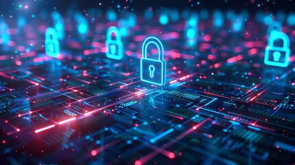 Poster - Digital Vigilance: Social Media Security Signs and Lock Symbol