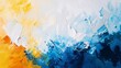 Striking abstract with a gradient from sunny yellow to deep blue, reminiscent of a seaside horizon..