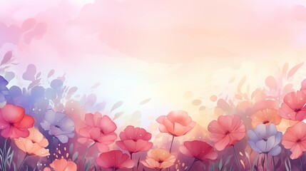 Wall Mural - watercolor flower background Created with Generative AI technology.