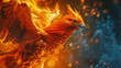 a legend creature phoniex , flame burning bird , mythic animal legend