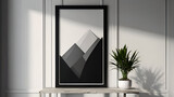 Fototapeta Sport - Sleek Black Painted Wooden Frame Mockup: Close-Up Elegance on White Wall, 3D Render