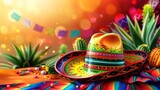 Fototapeta  - Superb Cinco de Mayo background with Mexican tradition, the celebration of Cinco de Mayo