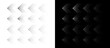 Set of arrows with halftone effect. Black figures on a white background and an equally white figures on the black side.