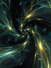 Wall Mural - Computer-generated swirl of green and yellow colors