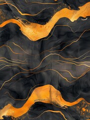 Poster - A sleek black and gold background featuring a sophisticated wavy design, creating a sense of luxury and style