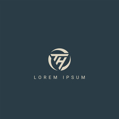 Fototapete - Minimal creative initial based TH logo and HT logo. Letter TH HT creative elegant monogram white color on black background