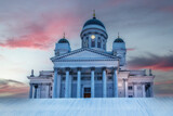 Fototapeta  - Helsinki cathedral - famous Helsinki landmark in winter, Finland.