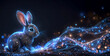 Cute futuristic Easter bunny. Polygonal rabbit with wireframe lines and dots technology