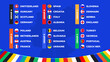 Football 2024 Group Stage of the European football tournament in Germany. Final draw. National flags European soccer teams. Vector illustration.