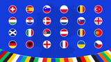 Fototapeta Panele - Flags of all teams from countries participating in the final draw of the football tournament in Germany 2024.