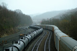 Fototapeta  - Railroad tracks and mountains in Bluefield, West Virginia