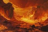 Fototapeta Natura - The intense heat radiating from a blazing inferno