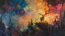 Background Texture With Deer