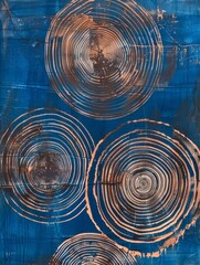 Wall Mural - A painting featuring three perfect circles in varying sizes on a calming blue background