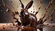 bunny made of chocholate with splash of cocoa